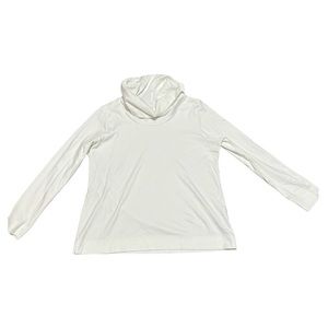 LL Bean Pima Cotton White L/S Cowl Neck Tee. Size Petite L. EUC